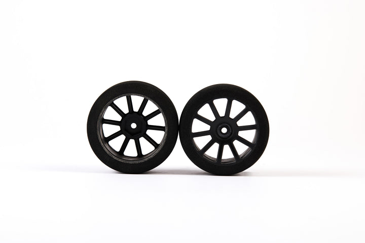Set of 2 on-road Tyres - Foam 35 Shore - Carbon fiber 10-spoke - 30/66mm - pre-glued - 1/10