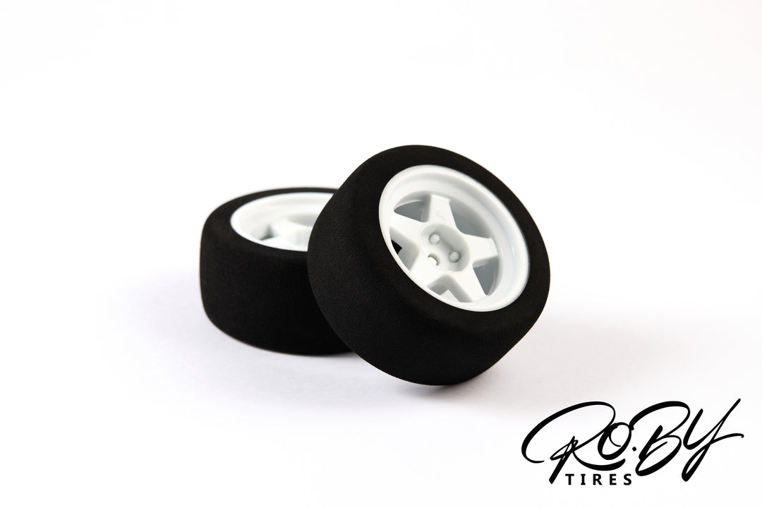 Set of 2 on-road tyres - FoamGrip3035 - RO.BY Speedline 5-spoke - 30/68mm - pre-glued - 1/10
