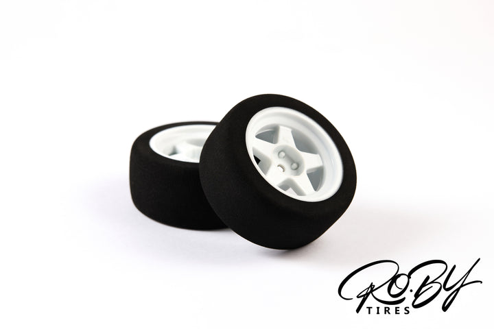 Set of 2 on-road tyres - FoamGrip3035 - RO.BY Speedline 5-spoke - 30/68mm - pre-glued - 1/10