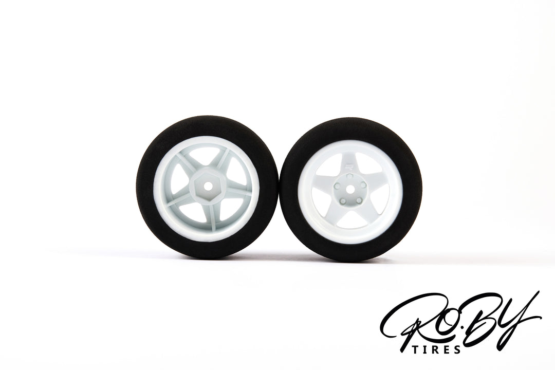 Set of 2 on-road tyres - FoamGrip3035 - RO.BY Speedline 5-spoke - 30/68mm - pre-glued - 1/10