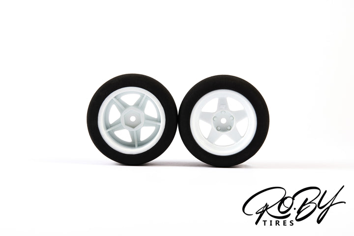 Set of 2 on-road tyres - FoamGrip3035 - RO.BY Speedline 5-spoke - 30/68mm - pre-glued - 1/10