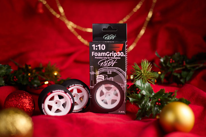 Set of 2 on-road tyres - FoamGrip3035 - RO.BY Speedline 5-spoke - 30/68mm - pre-glued - 1/10